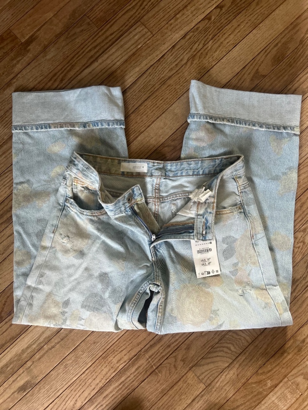 Zara Floral Print Wide Leg Jeans - Picture 2 of 5